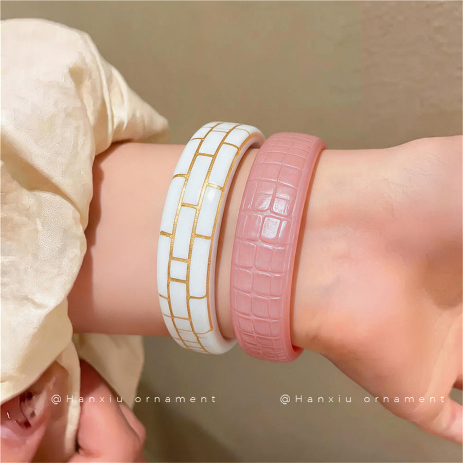 Geometric Textured Resin Bangle Bracelet - view 3