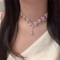 Pink Crystal Necklace Light Luxury Evening Gown Clavicle Chain Women 2026 New Bestseller Premium Choker Luxury Necklace