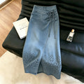 Summer Fashion Elegant High Waist Slit Hollow-Out Pattern Skirt