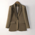 Fall Professional Casual Plus Size Mid-Length Long Blazer + Top Set