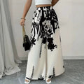 Spring-Summer Casual Fashion Printed Wide Leg Pants + Pants