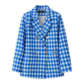 Women's Fall Korean School Loose Blazer + Top 2026 | Casual Blouse - Houndstooth Pants