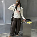 Girls' Letter Print Long Sleeve Tee Wide-Leg Pants Set