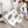 Women's Chinese French Short Sleeve V-Neck Printed Dress + Skirt 2026 - 1-1#