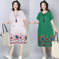 Ethnic Style Tencel Cotton Embroidered Mid-Length Casual Beach Dress