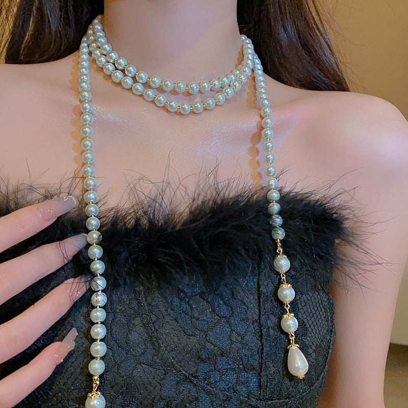 Long Pearl Sweater Chain Necklace - view 4