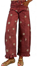 Retro Patchwork Printed Floral Loose Wide Leg Pants + Pants