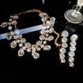 White Night Coating Heavy-Duty Crystal Geometric Teardrop Jewelry Set Wedding Party Necklace Light Luxury Niche Necklace Women