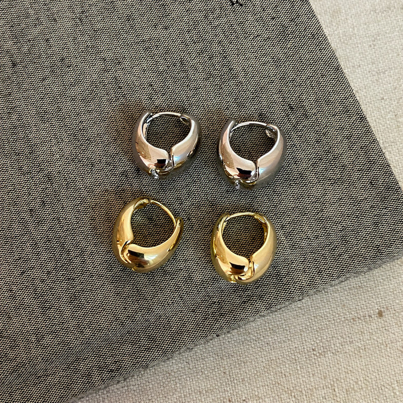 French Minimalist Glossy Teardrop Hoop Earrings - view 2