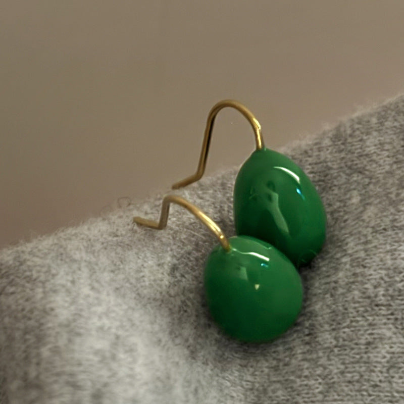 Minimalist Enamel Teardrop Hook Earrings - view 8