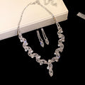 Silver Drop Light Full Diamond Geometric Lace Trim Jewelry Set Banquet Luxury Necklace Light Luxury Niche Design Necklace Women