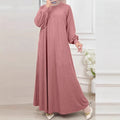 Women's Casual Long Sleeve Crew Neck Loose Dress 2026 | Elegant Summer Dress - Brown
