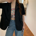 Women's Summer Fashion Elegant Short Sleeve Lightweight Loose Blazer + Top 2026 - As Pictured