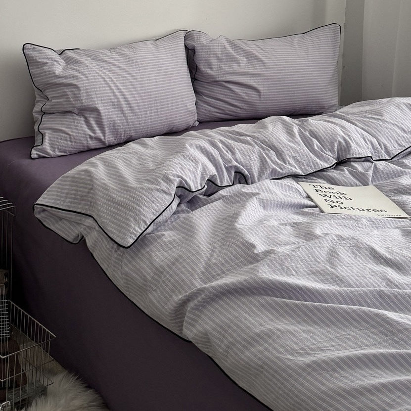 Mississippi Purple Stripe Yarn-Dyed Cotton 4-Piece Bedding Set - view 2