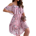 Off-Shoulder Chiffon Print Dress - Sexy Floral Spring Fashion Dress Women
