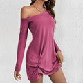Women's Loose T-shirt Dress - Long Sleeve