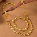Western INS Breeze Fashionable 3D Heart Necklace Bracelet Set Jewelry Set Simple Heart Spliced Chain Accessory