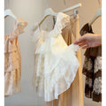 Summer Korean Fashion Mini Flutter Sleeve Tie-Front Ruffle Shirt + Skirt