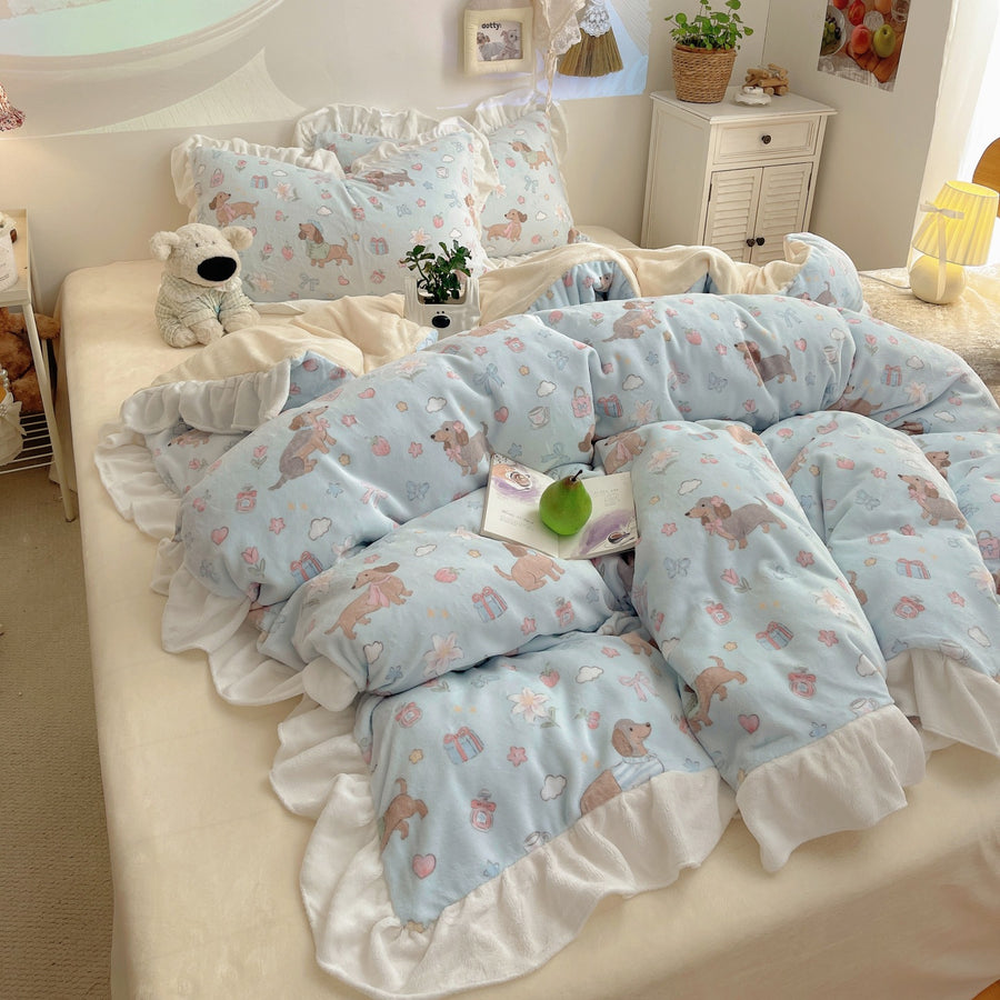 Milk Velvet 4-Piece Bedding Set - Winter Extra Thick Warm Bedroom Set - view 5