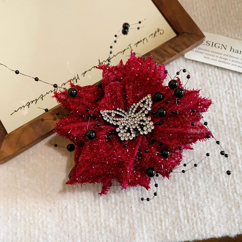 Red Rose Flower Side Hair Clip - view 9