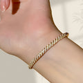 Light Luxury Premium Burst Sparkle Twist Pattern Full Diamond Bracelet Two-Tone Retro Stylish Niche Design Elegant Versatile Hand Jewelry