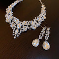 Western Statement Rhinestone Geometric Teardrop Necklace Set Fashionable Exquisite Clavicle Chain Light Luxury Premium Necklace