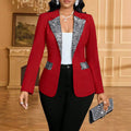 Women's Elegant Versatile Lapel Collar Sequin Blazer 2026 - White
