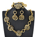 Western Retro Oval Round Cutout Flower Pattern Long Style Necklace eaby New Gold Necklace Bracelet Set Earrings Set