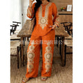Women's Ethnic Long Sleeve Lace Trim Set 2026 | 2 Piece Outfit Set - White