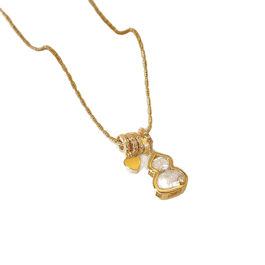 18K Gold-Plated Zircon Gourd Pendant Necklace - view 5