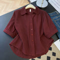 Summer Korean Casual Mesh Cotton Half Sleeve Double-Layer Lightweight Shirt