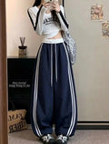 Summer Casual Slimming High Waist Striped Loose Wide Leg Pants