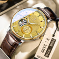 POEDAGAR Self-Winding Mechanical Watch New Waterproof Glow Belt Mens Watch Live Export Bestseller Watch