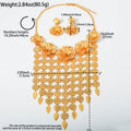 Middle East Dubai Bride Jewelry Set Africa Women Statement Flower Fringe Necklace Earrings Set Stock Wholesale