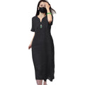 New Chinese Style Heavy Embroidery V-Neck Long Dress, Loose Fit