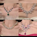 Midnight Blue Notes Color Gem Draped Teardrop Necklace Light Luxury Niche Clavicle Chain Evening Wedding Luxury Jewelry Set Women