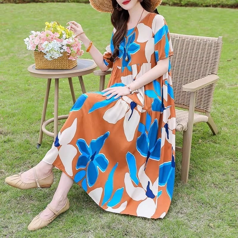 Short Sleeve Vacation Maxi Dress - Elegant Slimming Beach Holiday Dress Women