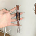 Fits Xiaomi Band 10 / nfc Band Summer New 9 / 8nfc Leather Trim Bangle Wrist Strap Women Light Luxury