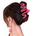 Wholesale Cream Dopamine Tone Wave Claw Women Back Brain Spoon Updo Clip Piece Claw Clip ins Simple Hair Accessory