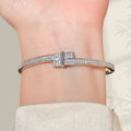 Premium Starry Sky Light Luxury Cubic Zirconia Bangle Girls Fashionable Simple Bracelet Couples Elegant Versatile Hand Jewelry Wholesale