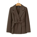 Women's Fall Korean Casual Tie-Front Blazer 2026 - Coffee