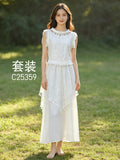 Women's Summer Ethnic Sleeveless Asymmetric Fringe Skirt + Top Set 2026 - C25359