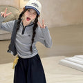 Girls' Striped Half-Zip Hoodie & Curved-Leg Pants Set
