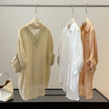 Summer Korean Slimming Tencel Lace Patchwork Sun-Protection Loose Cardigan + Shirt