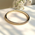 Neo-Chinese Simple Set Cubic Zirconia Slub Bangle Copper Gold Plated Thick Plated Rise Step Elegant Premium Hand Jewelry