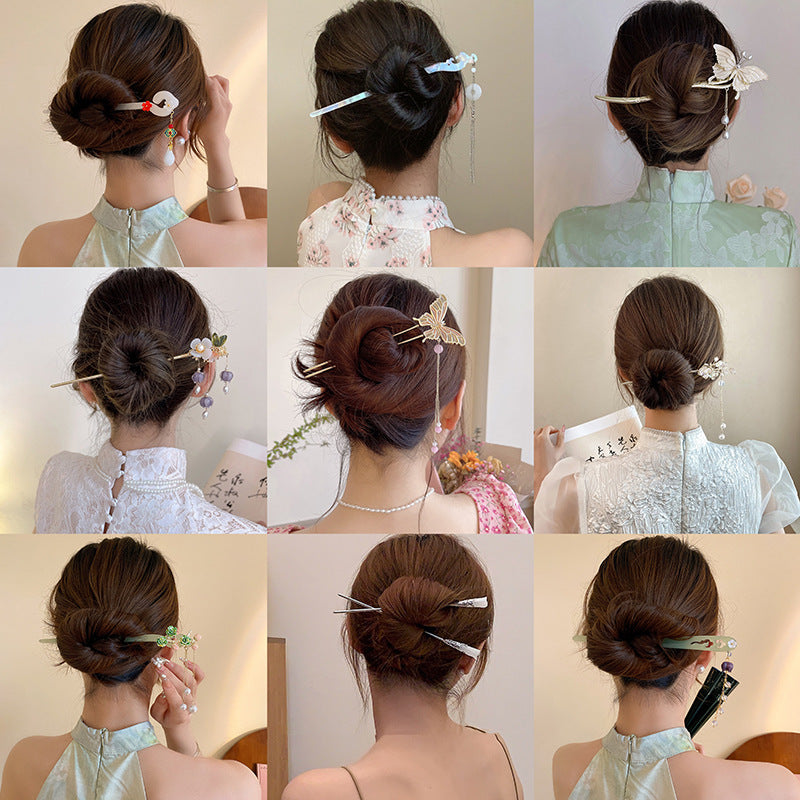 Chinese-Style Jade Rabbit Floral Hair Stick - view 3