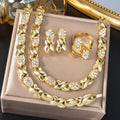 Amazon New Import Bead Gem Set Geometric Twist Rhinestone Copper Necklace Earrings Set Bracelet Ring Wedding Set