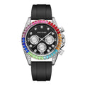 Item Time Watch Men Export Rainbow Daytona Mens Watch Silicone Band Sports Waterproof Mens Watch Large Crystal Ring Men Watch