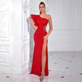 Women's One-Shoulder Sequin Sexy Classic Evening Gown Banquet