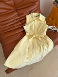 RL Polo Style Pony Embroidery Sleeveless Shirt Dress, White